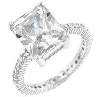 Radiant Cut Sterling Silver CZ Engagement Ring